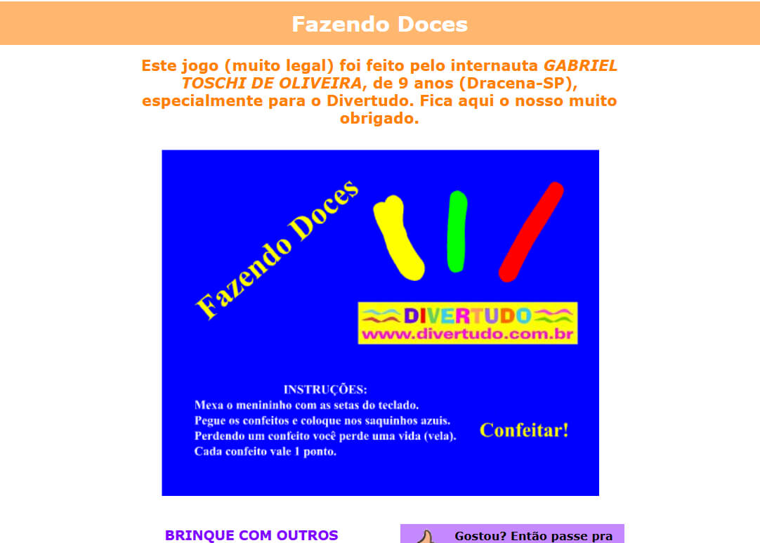 Fazendo Doces, my first attempt at a game, at age 9.
