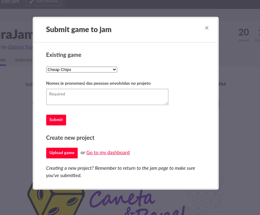 Submit game to jam